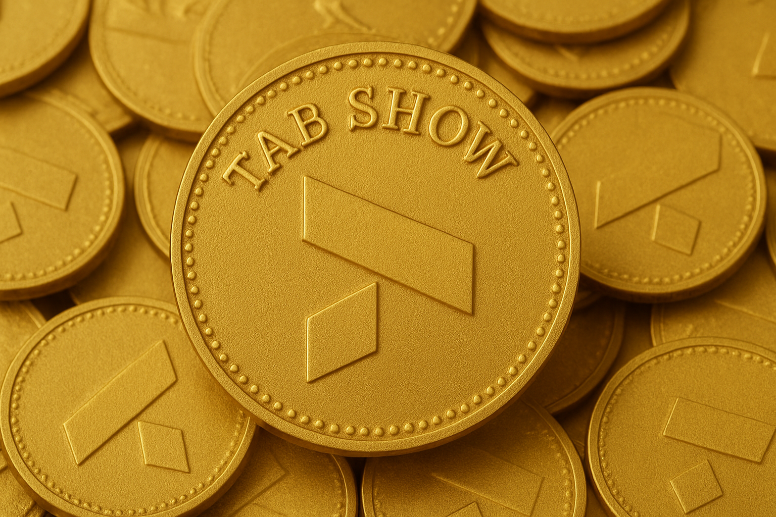 تصویر سکه‌های تب شو روی هم ریخته شده